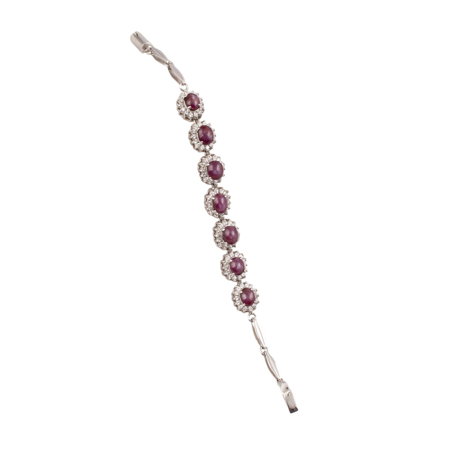 Star Ruby Bracelet with CZ Studded Handmade 925 Sterling Silver Designer Oval Ruby Bracelet Birthday Gift For Her