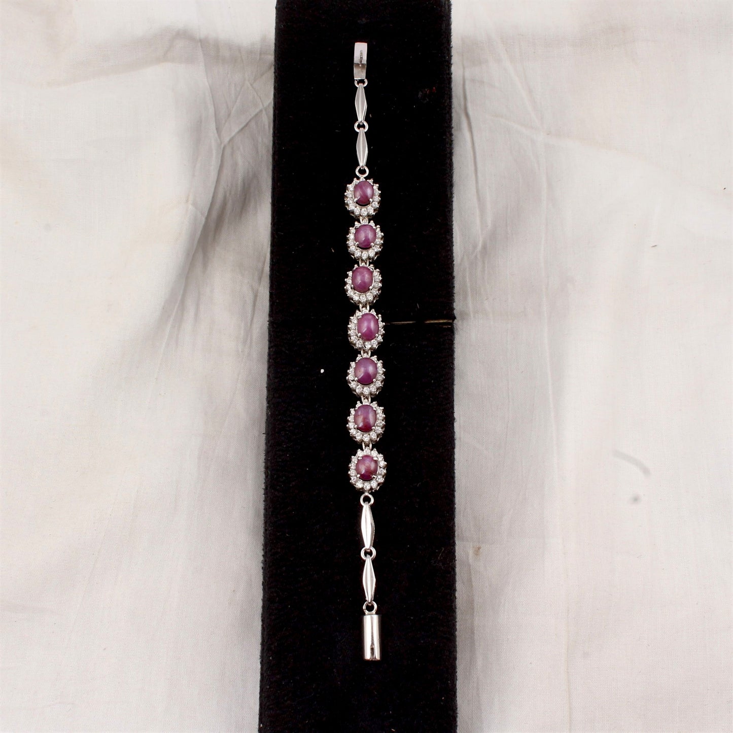 Star Ruby Bracelet with CZ Studded Handmade 925 Sterling Silver Designer Oval Ruby Bracelet Birthday Gift For Her