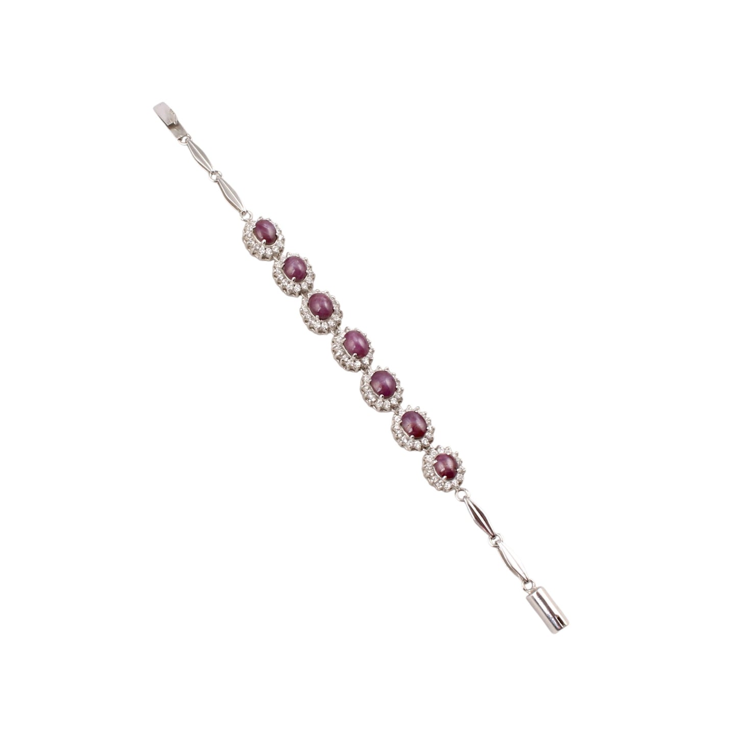 Star Ruby Bracelet with CZ Studded Handmade 925 Sterling Silver Designer Oval Ruby Bracelet Birthday Gift For Her