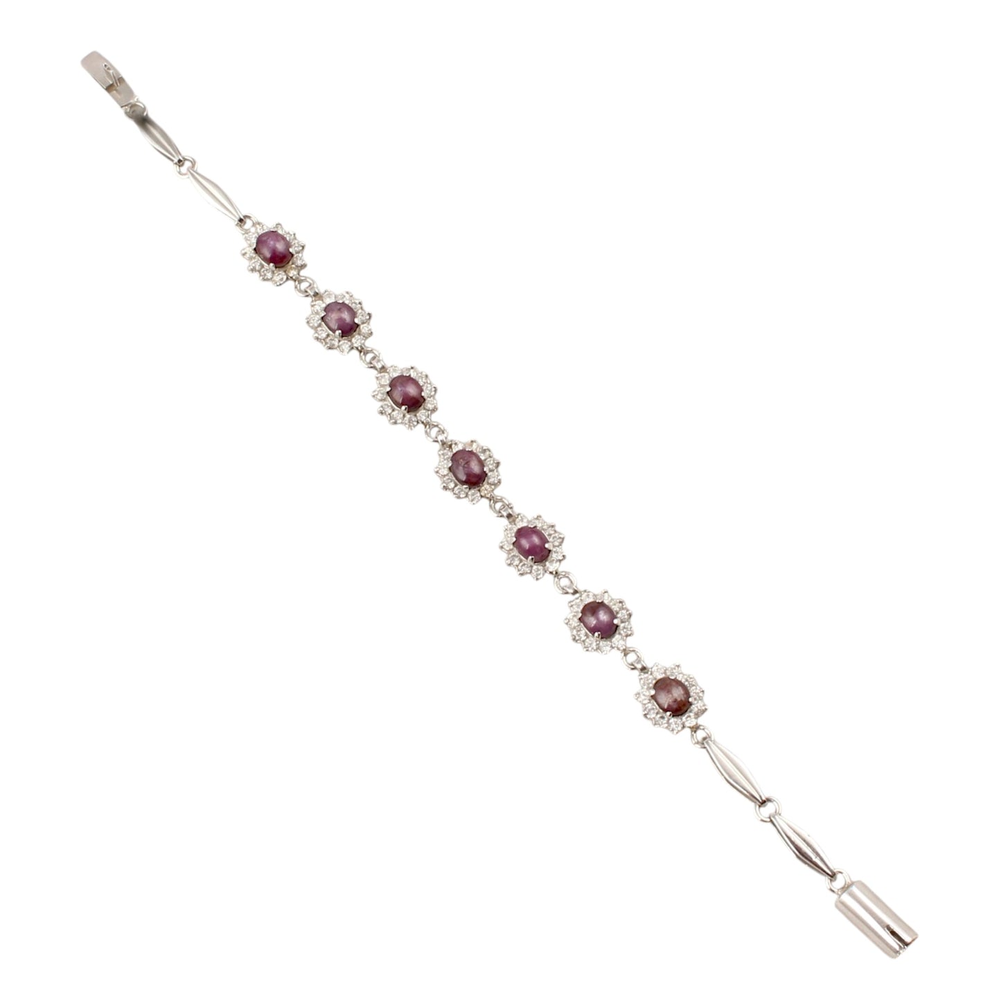 Star Ruby Bracelet with CZ Studded Handmade 925 Sterling Silver Designer Oval Ruby Bracelet Wedding Gift