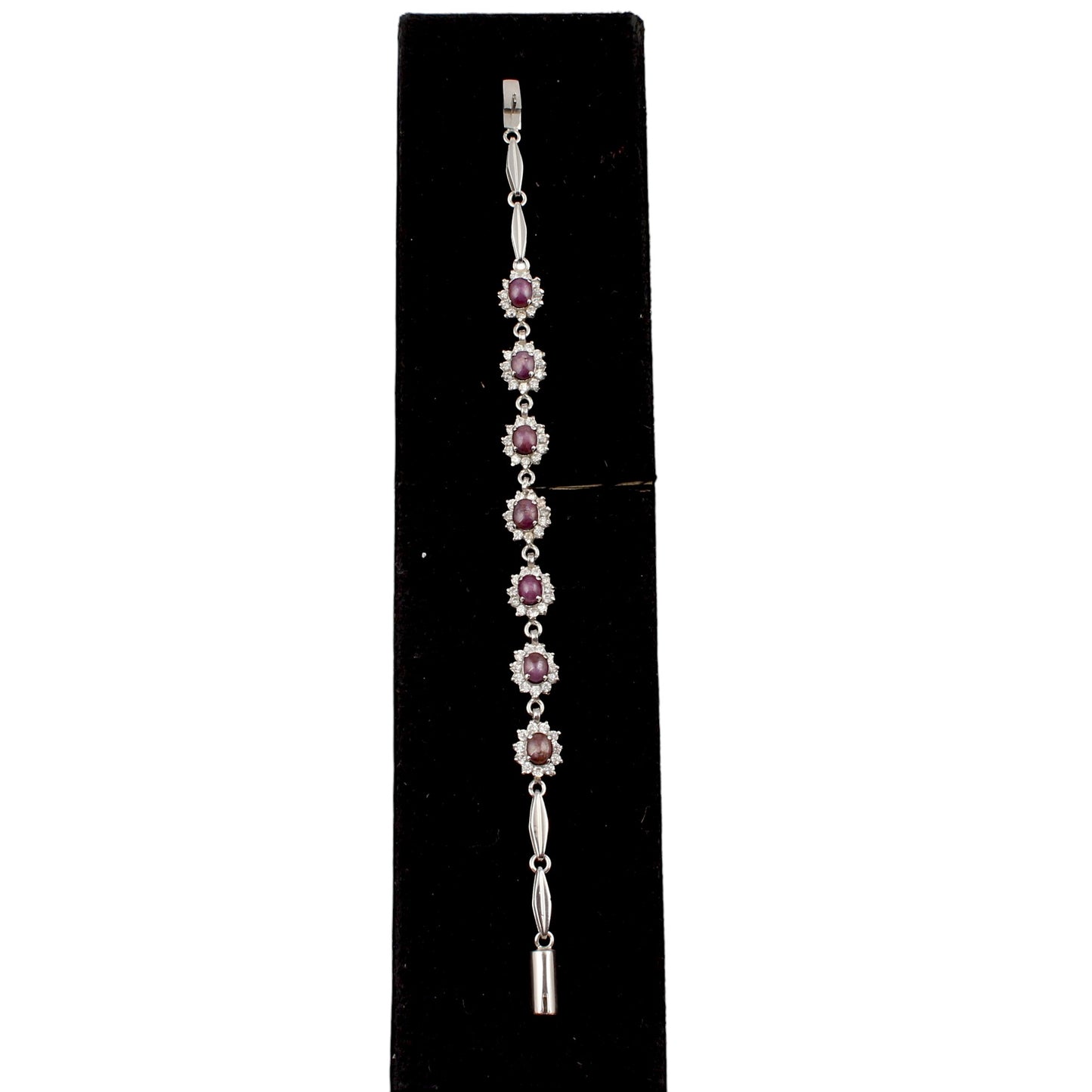 Star Ruby Bracelet with CZ Studded Handmade 925 Sterling Silver Designer Oval Ruby Bracelet Wedding Gift