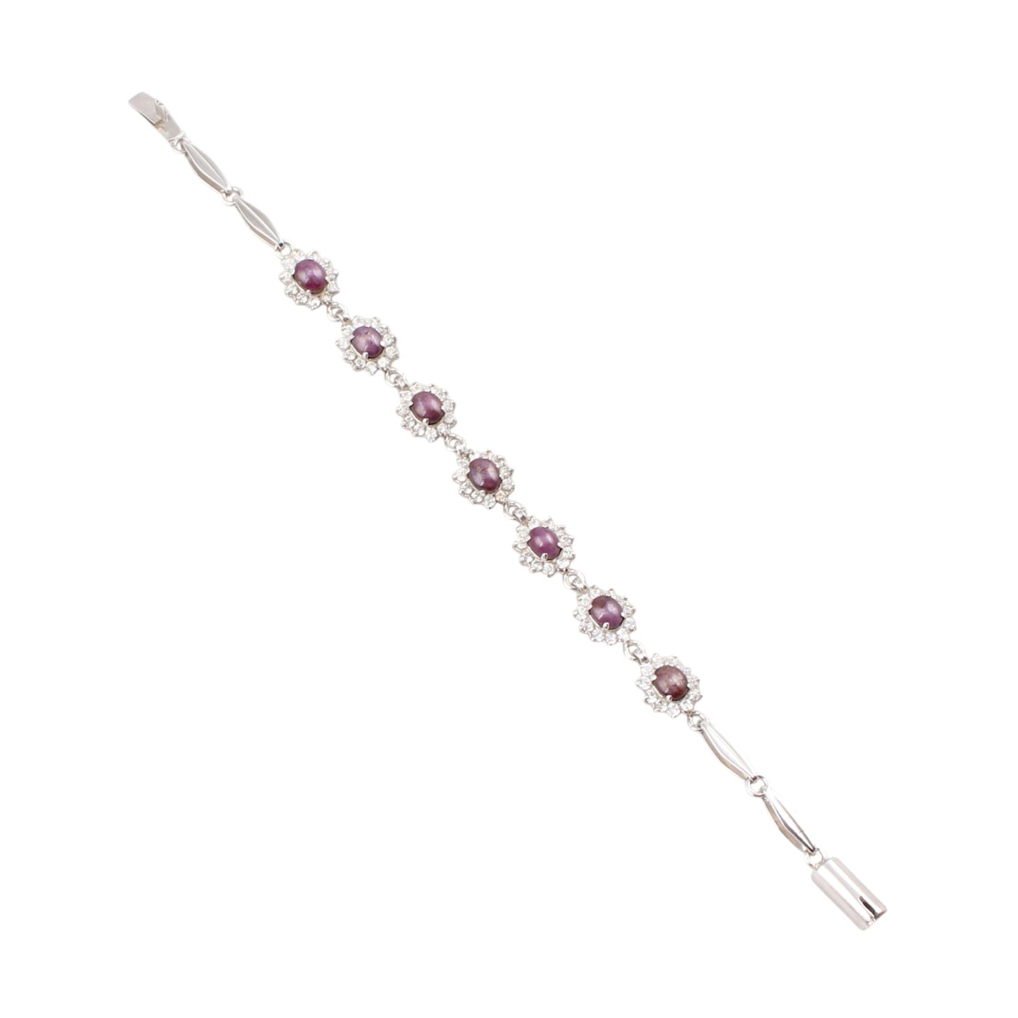 Star Ruby Bracelet with CZ Studded Handmade 925 Sterling Silver Designer Oval Ruby Bracelet Wedding Gift
