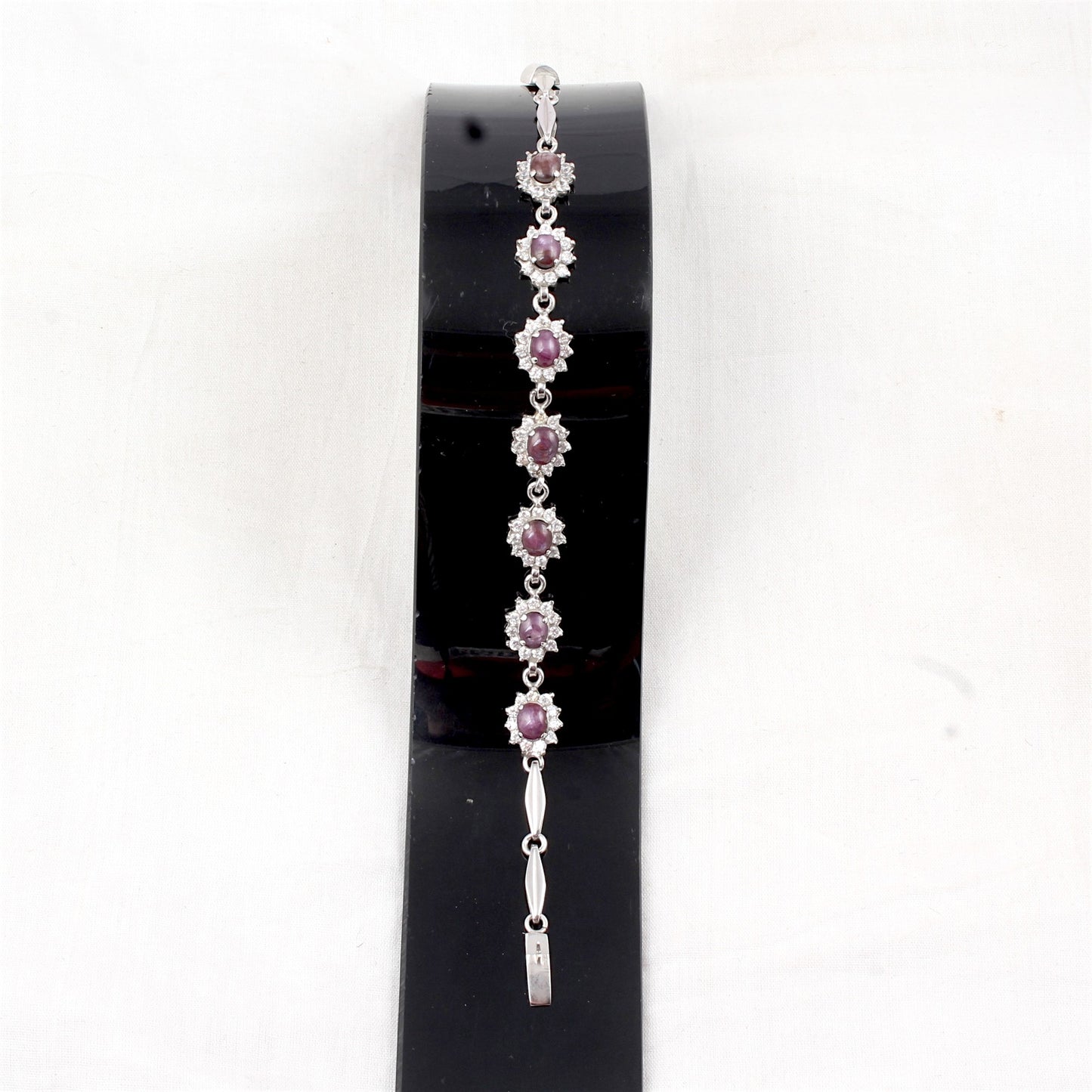 Star Ruby Bracelet with CZ Studded Handmade 925 Sterling Silver Designer Oval Ruby Bracelet Wedding Gift
