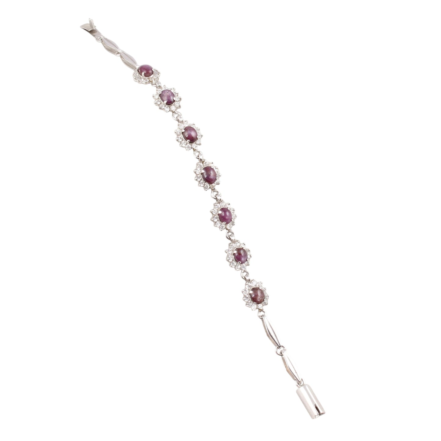 Star Ruby Bracelet with CZ Studded Handmade 925 Sterling Silver Designer Oval Ruby Bracelet Wedding Gift