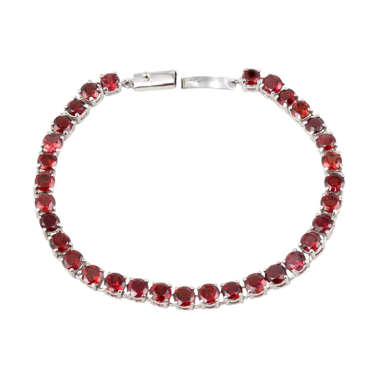 Red Garnet Tennis Bracelet Prong Setting 925 Sterling Silver Faceted Garnet Gemstone Jewelry January Birthstone Gift For Her