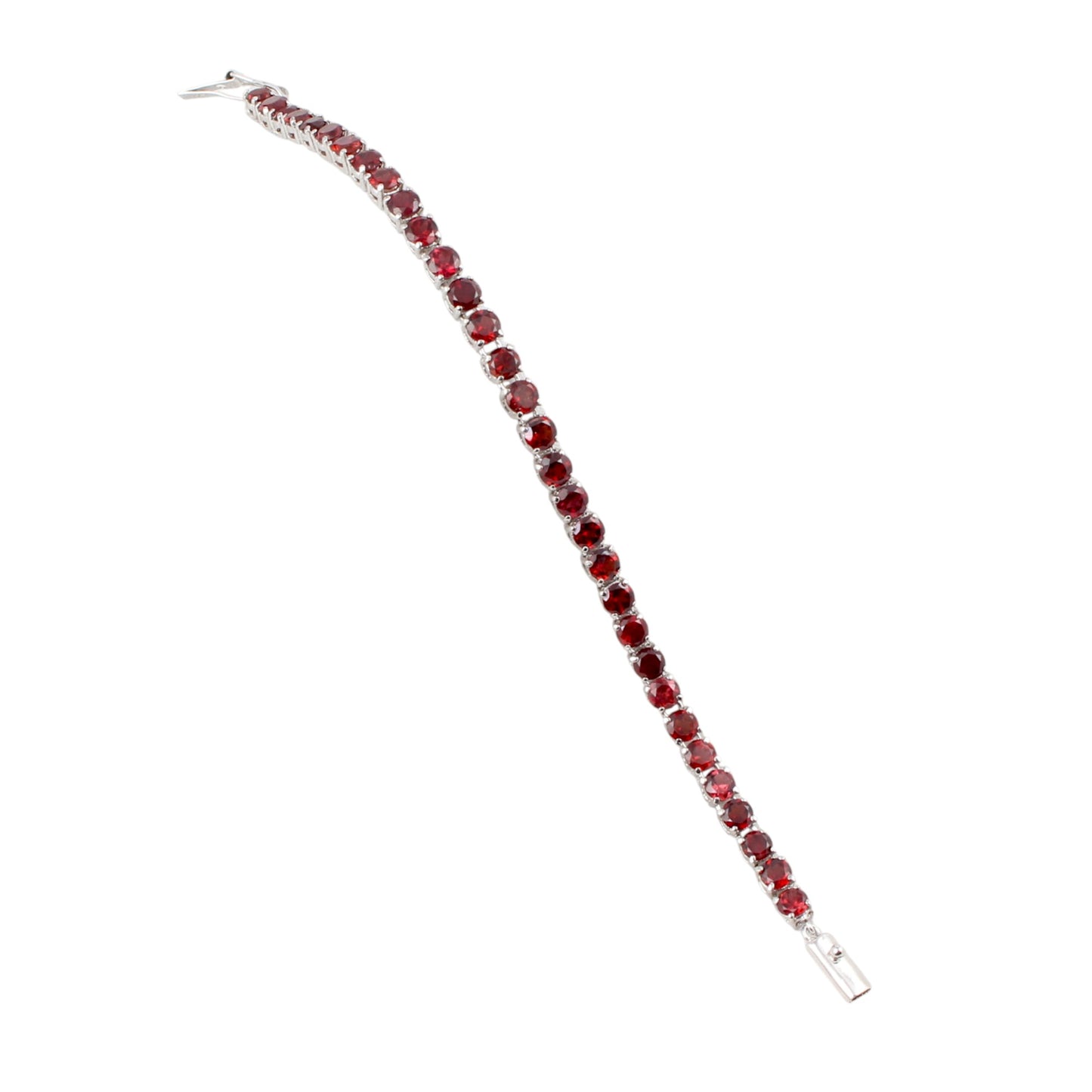 Red Garnet Tennis Bracelet Prong Setting 925 Sterling Silver Faceted Garnet Gemstone Jewelry January Birthstone Gift For Her