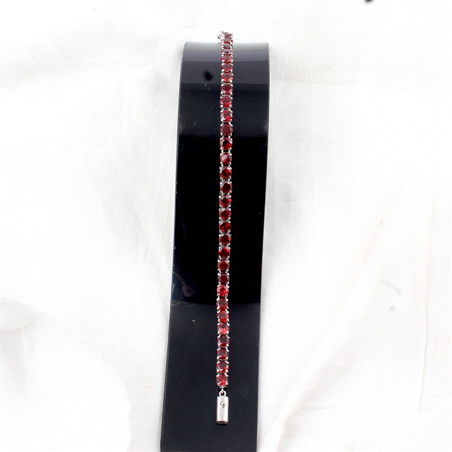 Red Garnet Tennis Bracelet Prong Setting 925 Sterling Silver Faceted Garnet Gemstone Jewelry January Birthstone Gift For Her