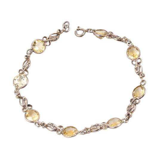 Natural Citrine Bracelet Handmade Prong Setting 925 Sterling Silver Faceted Yellow Citrine November Birthstone Jewelry