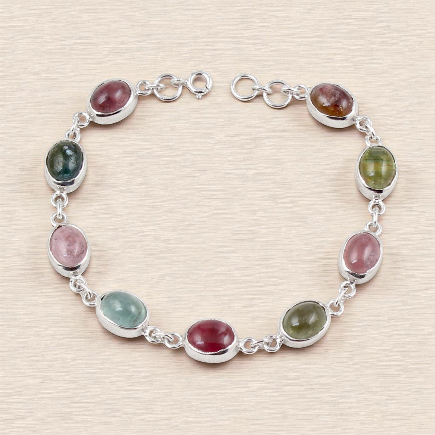 Multi Tourmaline Bracelet Handmade Semiprecious Gemstone 925 Sterling Silver Tourmaline Bracelet Birthday Gift For Her