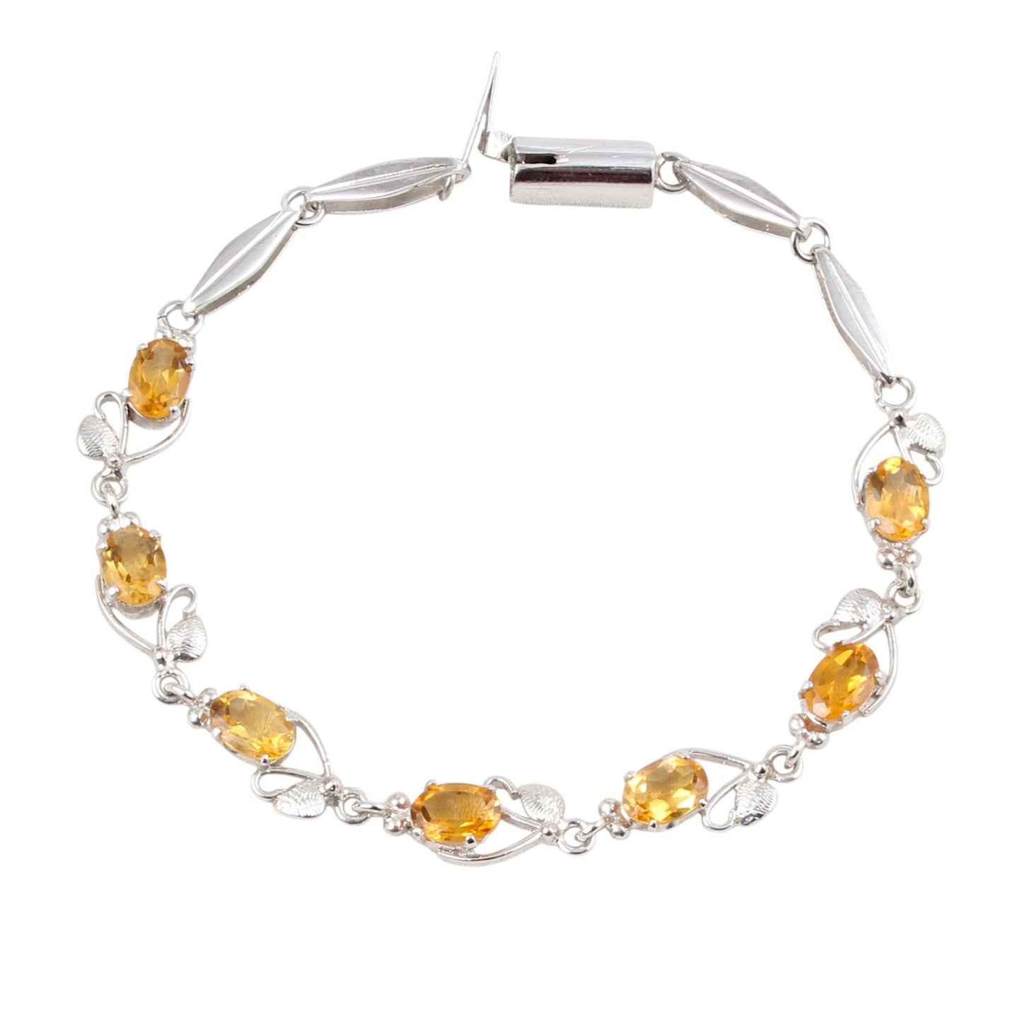 Designer Citrine Bracelet Handmade Prong Setting 925 Sterling Silver Faceted Citrine November Birthstone Jewelry