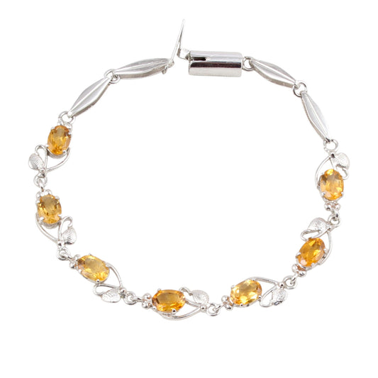 Designer Citrine Bracelet Handmade Prong Setting 925 Sterling Silver Faceted Citrine November Birthstone Jewelry