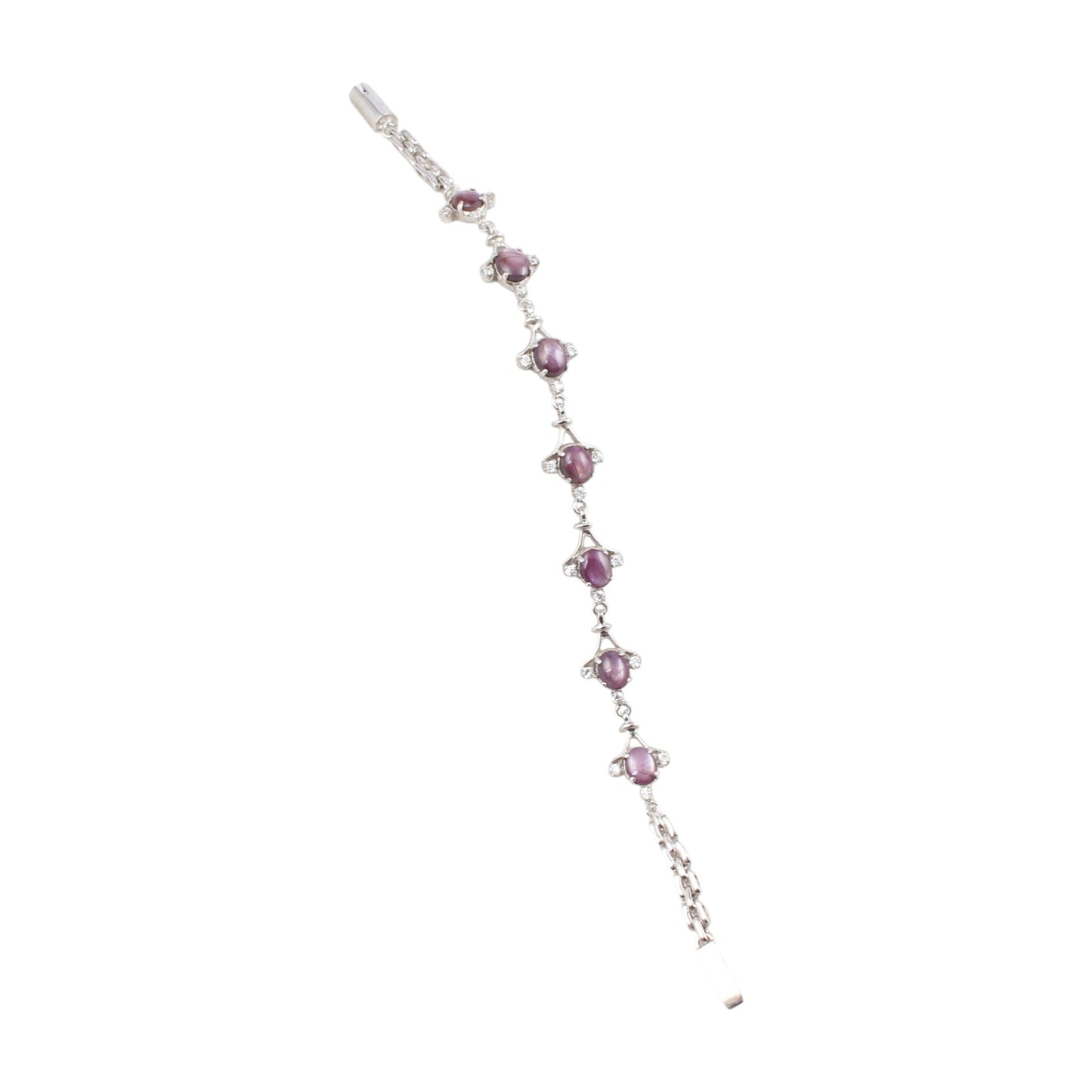 Natural Star Ruby Bracelet with CZ Handmade Prong Set 925 Sterling Silver Designer Ruby Bracelet Birthday Gift For Her