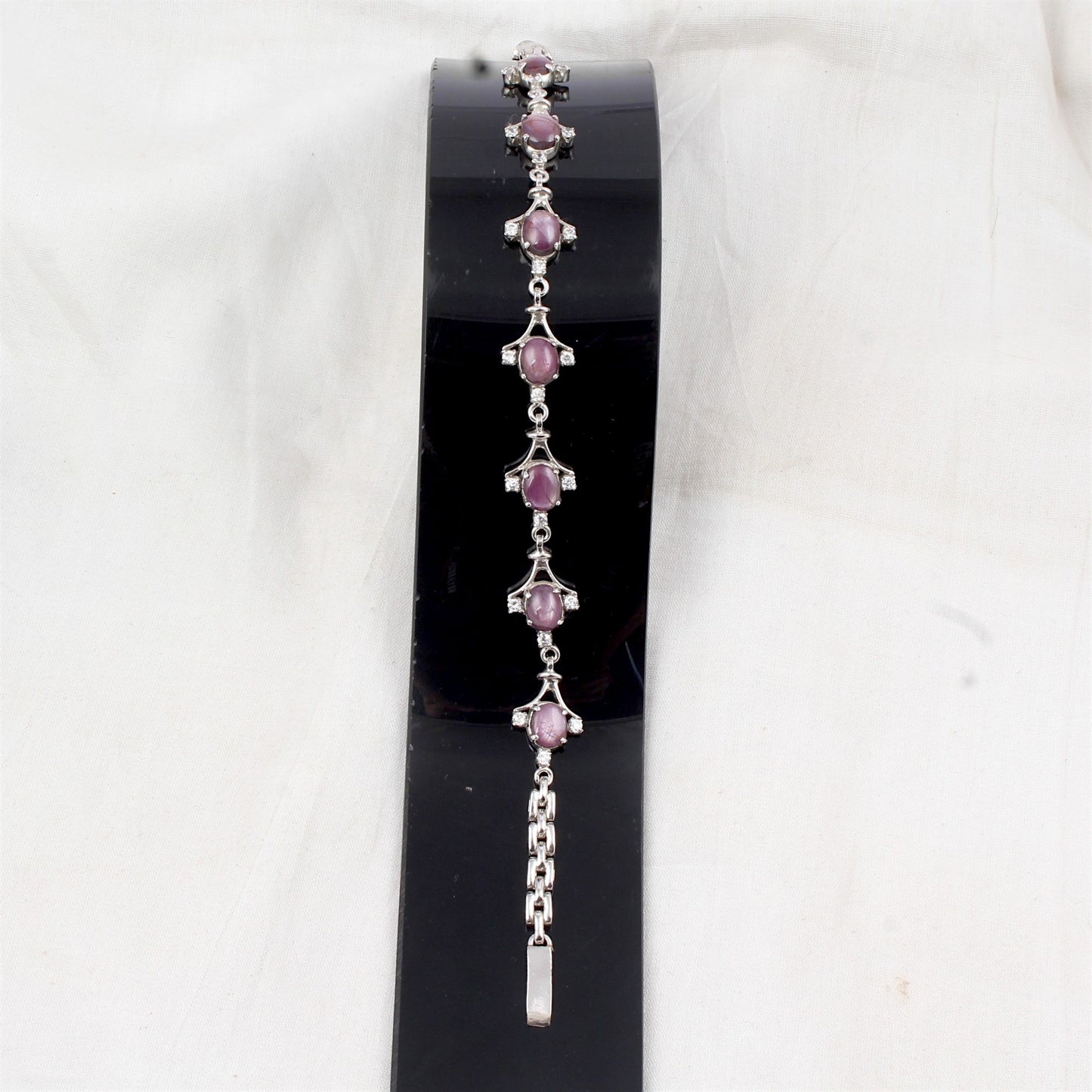 Natural Star Ruby Bracelet with CZ Handmade Prong Set 925 Sterling Silver Designer Ruby Bracelet Birthday Gift For Her
