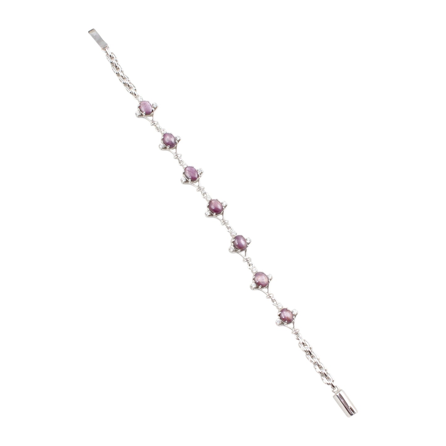 Natural Star Ruby Bracelet with CZ Handmade Prong Set 925 Sterling Silver Designer Ruby Bracelet Birthday Gift For Her
