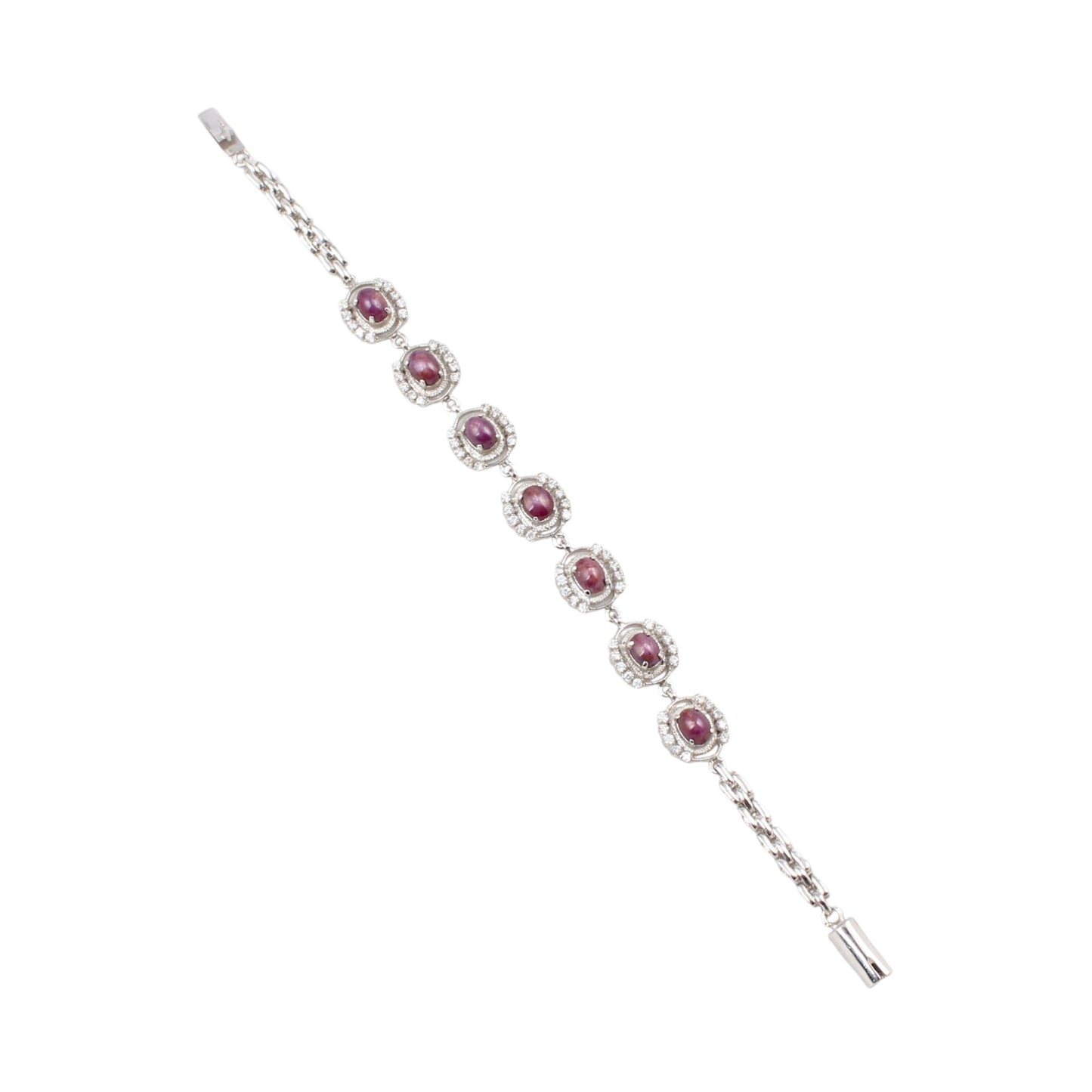 Natural Star Ruby Bracelet with Studded CZ Handmade 925 Sterling Silver Designer Ruby Bracelet Birthday Gift For Her