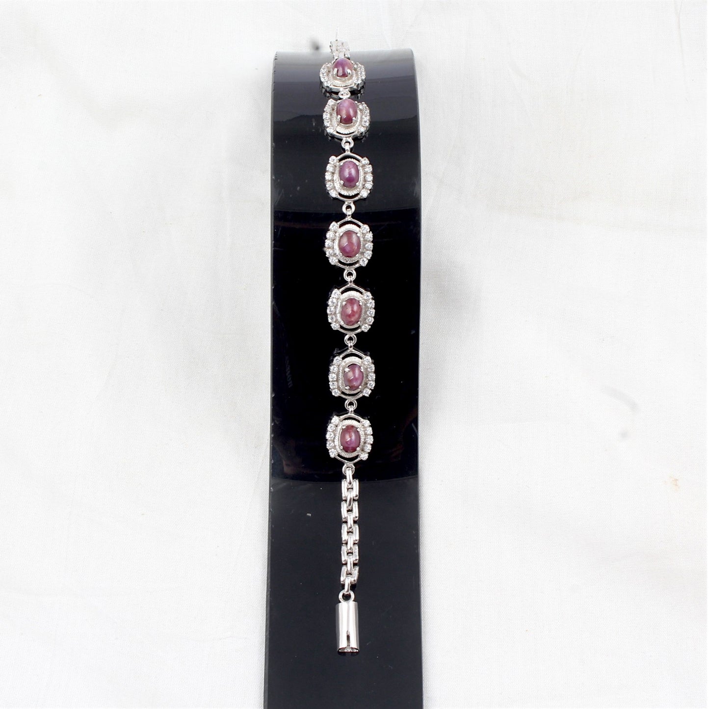 Natural Star Ruby Bracelet with Studded CZ Handmade 925 Sterling Silver Designer Ruby Bracelet Birthday Gift For Her