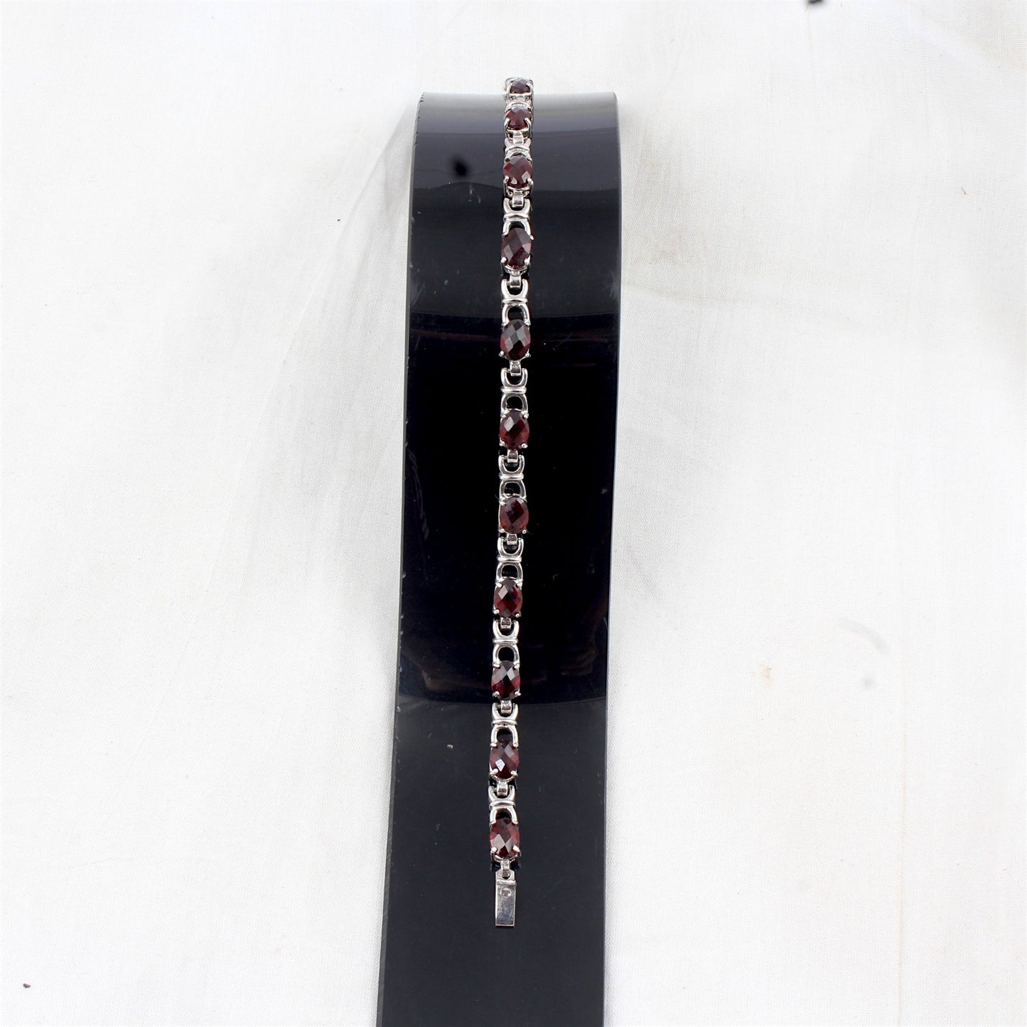 Red Garnet Bracelet Prong Setting 925 Sterling Silver Faceted Garnet Gemstone Jewelry January Birthstone Gift For Her
