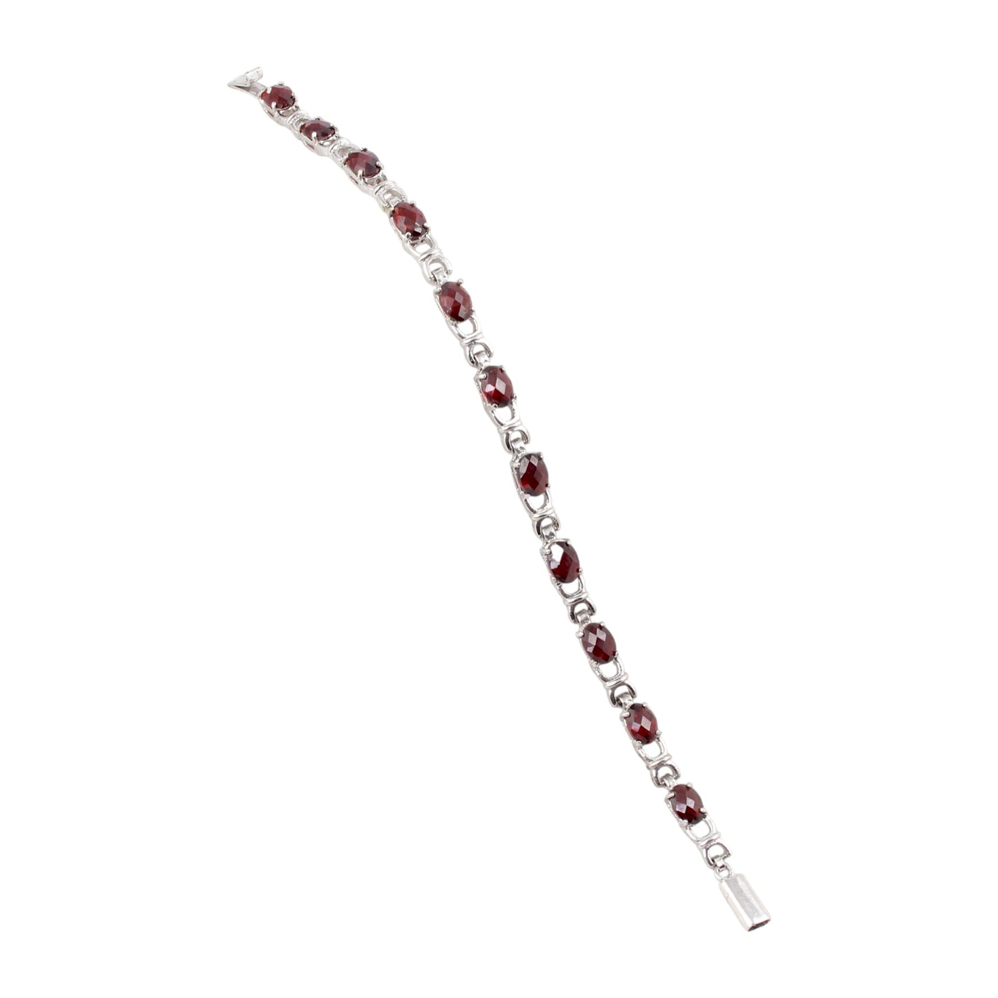Red Garnet Bracelet Prong Setting 925 Sterling Silver Faceted Garnet Gemstone Jewelry January Birthstone Gift For Her