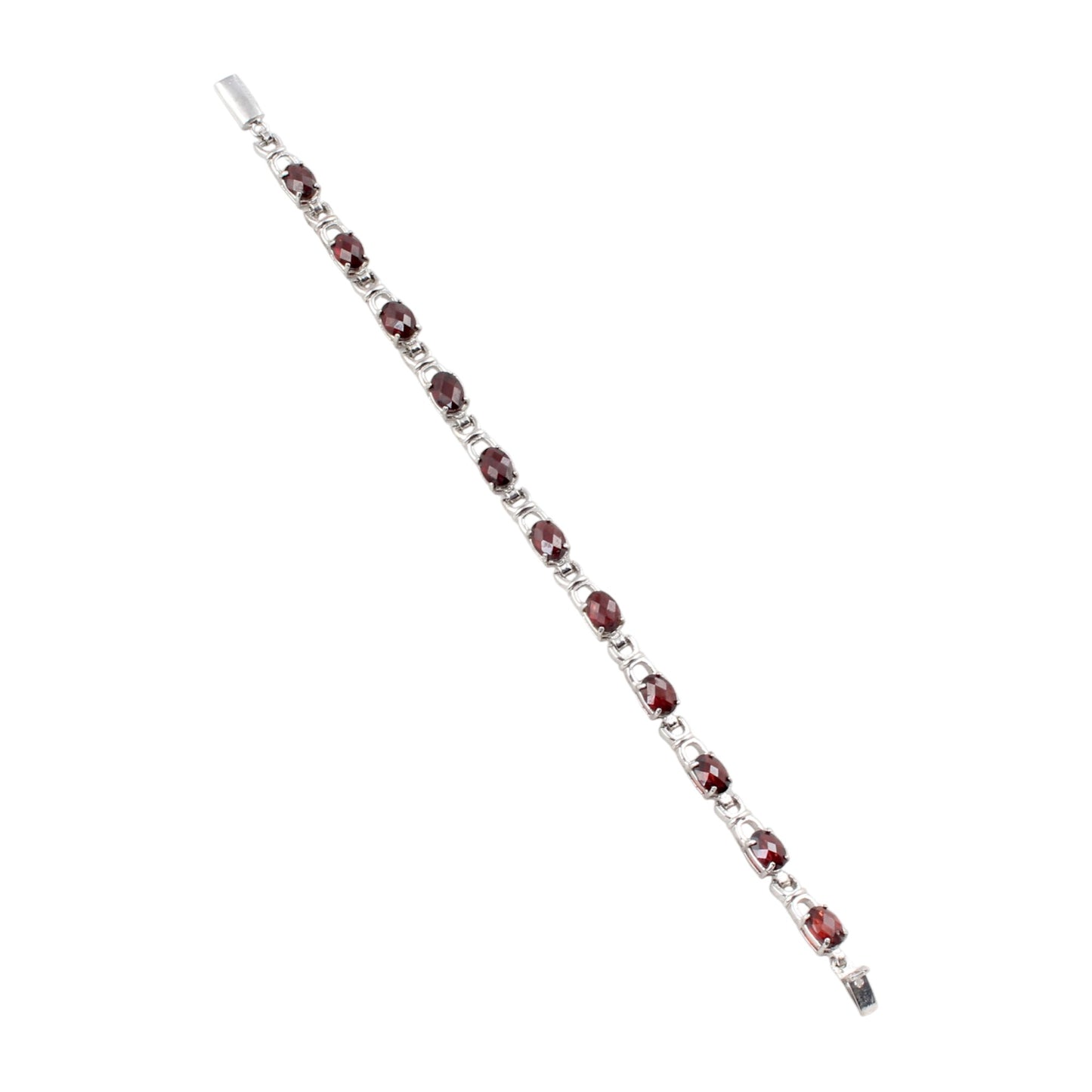 Red Garnet Bracelet Prong Setting 925 Sterling Silver Faceted Garnet Gemstone Jewelry January Birthstone Gift For Her