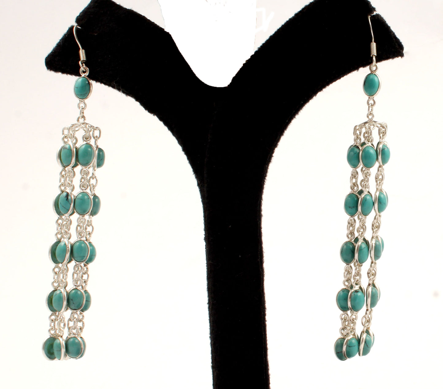 Turquoise 925 Sterling Silver Chandelier Earrings Handmade Jewelry