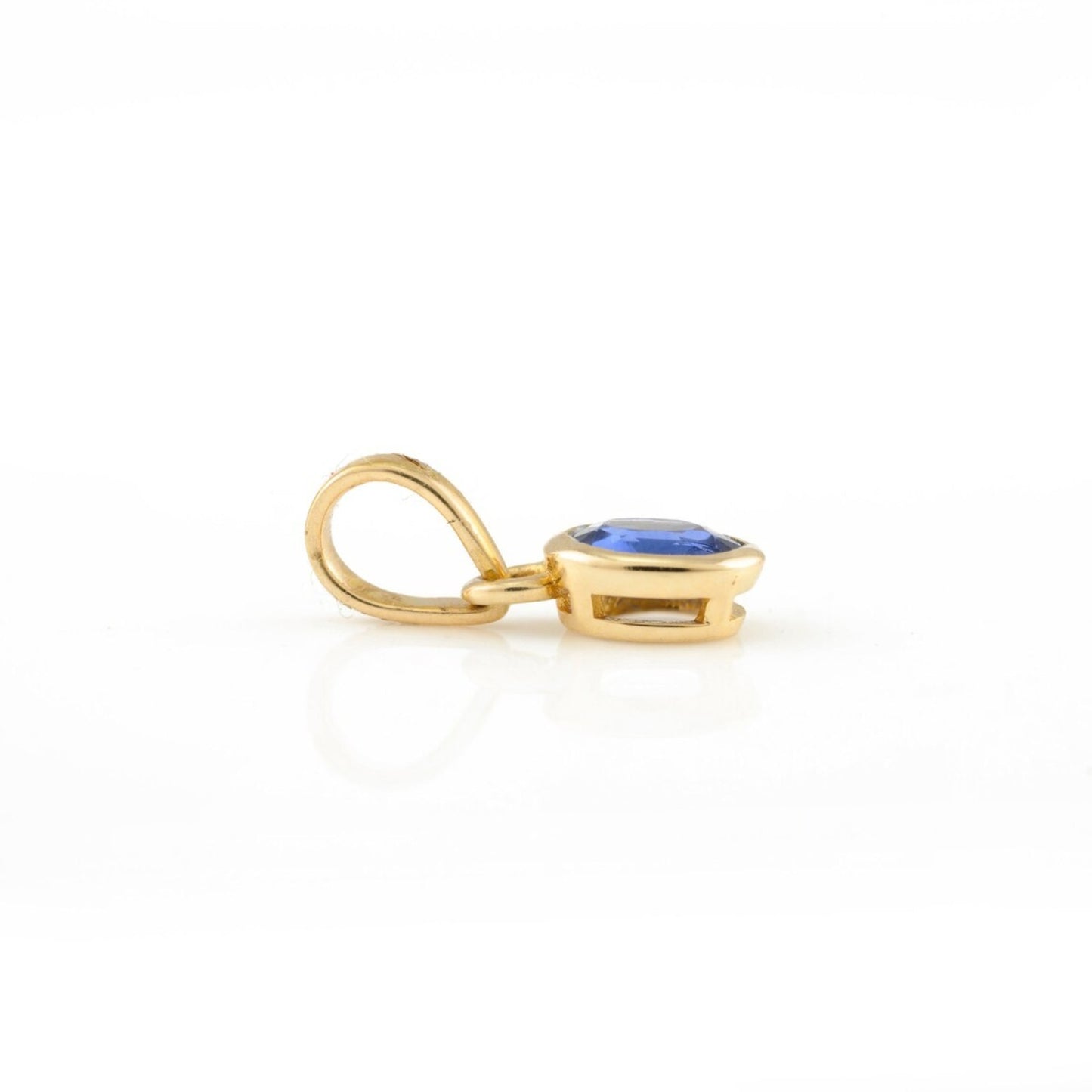 14K Gold Blue Sapphire Pendant Minimalist September Birthstone Necklace