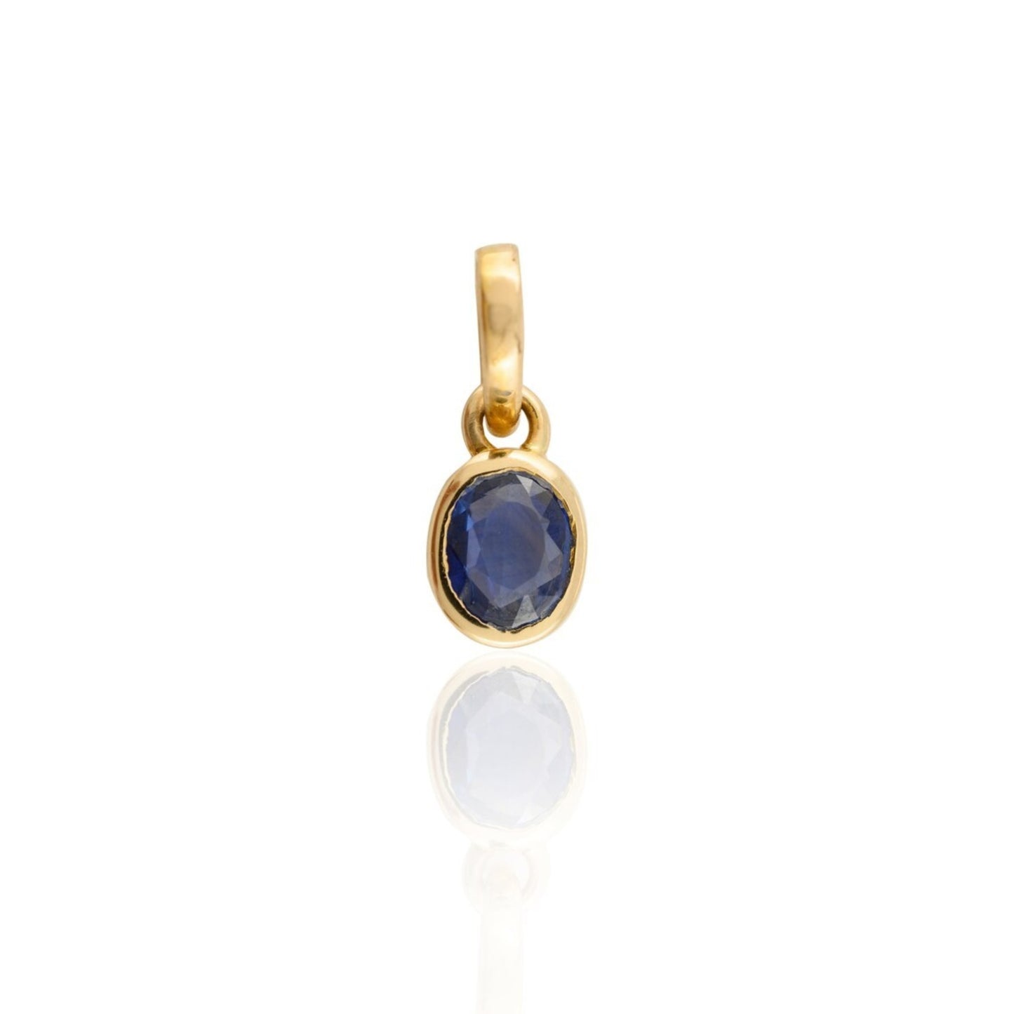 14K Gold Blue Sapphire Pendant Minimalist September Birthstone Necklace