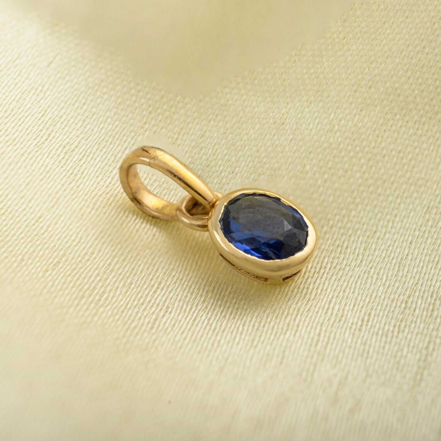 14K Gold Blue Sapphire Pendant Minimalist September Birthstone Necklace