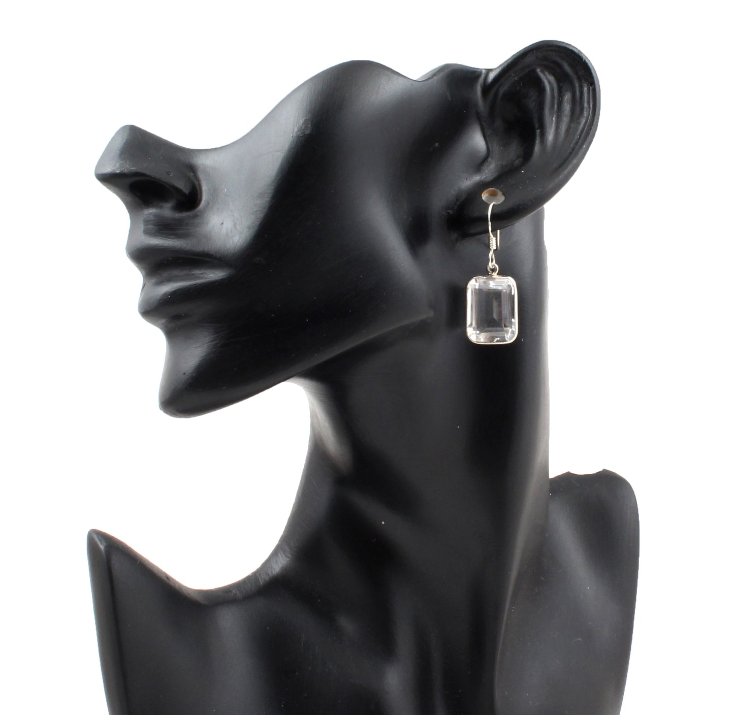 Crystal Quartz Earrings 925 Sterling Silver Bezel Set Gemstone Jewelry
