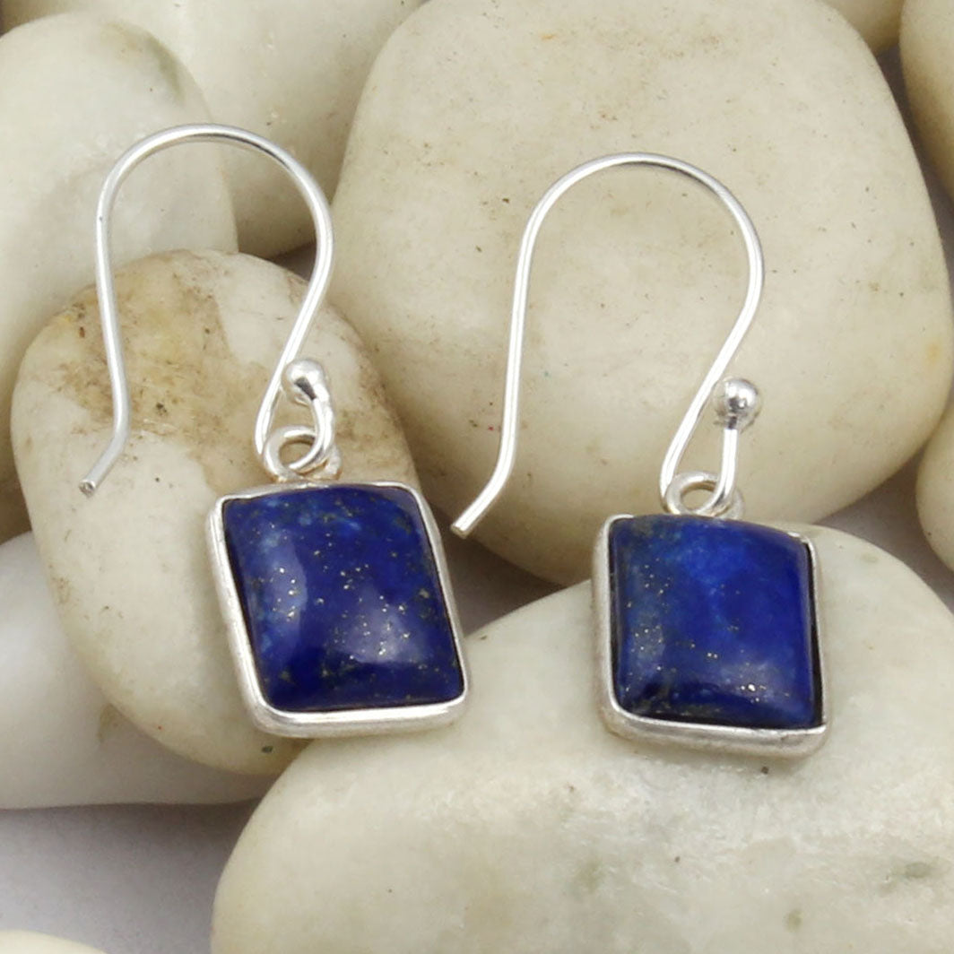 Lapis Lazuli Earrings Natural Blue Stone Earrings 925 Sterling Silver Jewelry