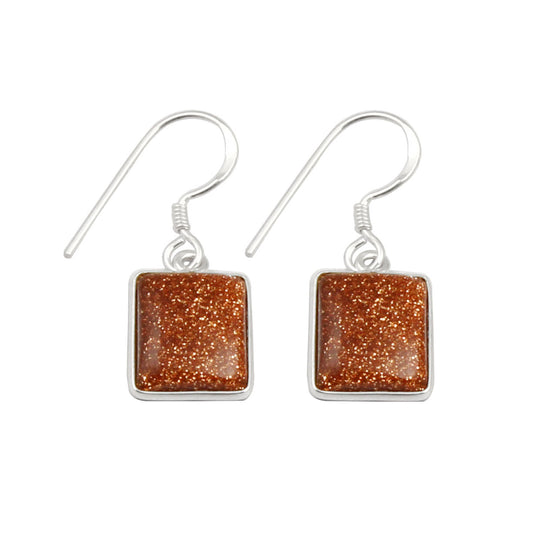 Golden Sunstone Earrings Bezel Set Statement Earrings 925 Sterling Silver Jewelry