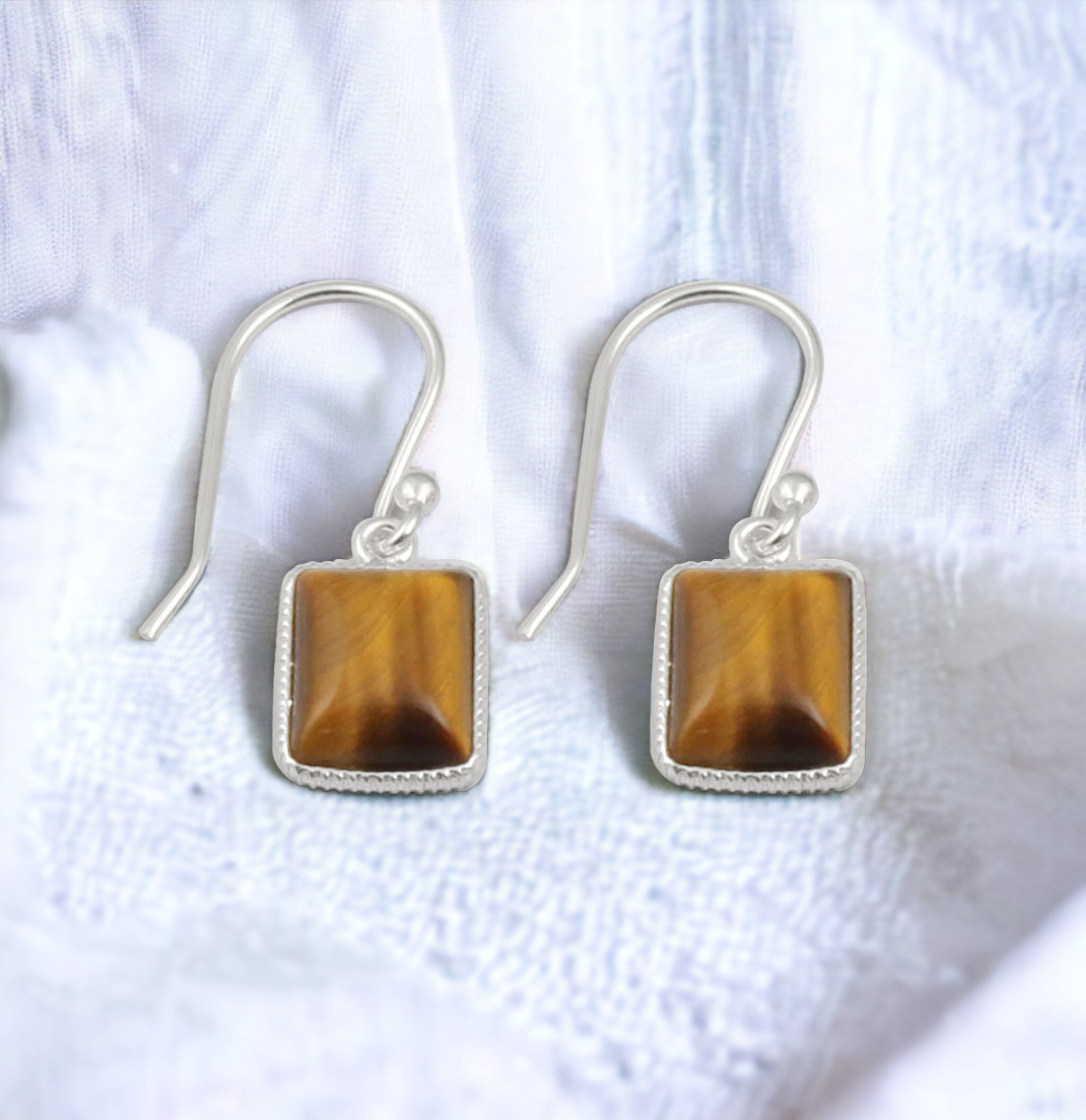 Tiger Eye Sterling Silver Earrings