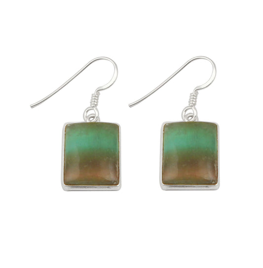 Fluorite Bezel Setting Earrings 925 Sterling Silver Natural Gemstone Earrings