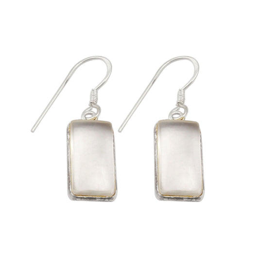 Crystal Quartz Earrings 925 Sterling Silver Earring Bezel Setting Earring