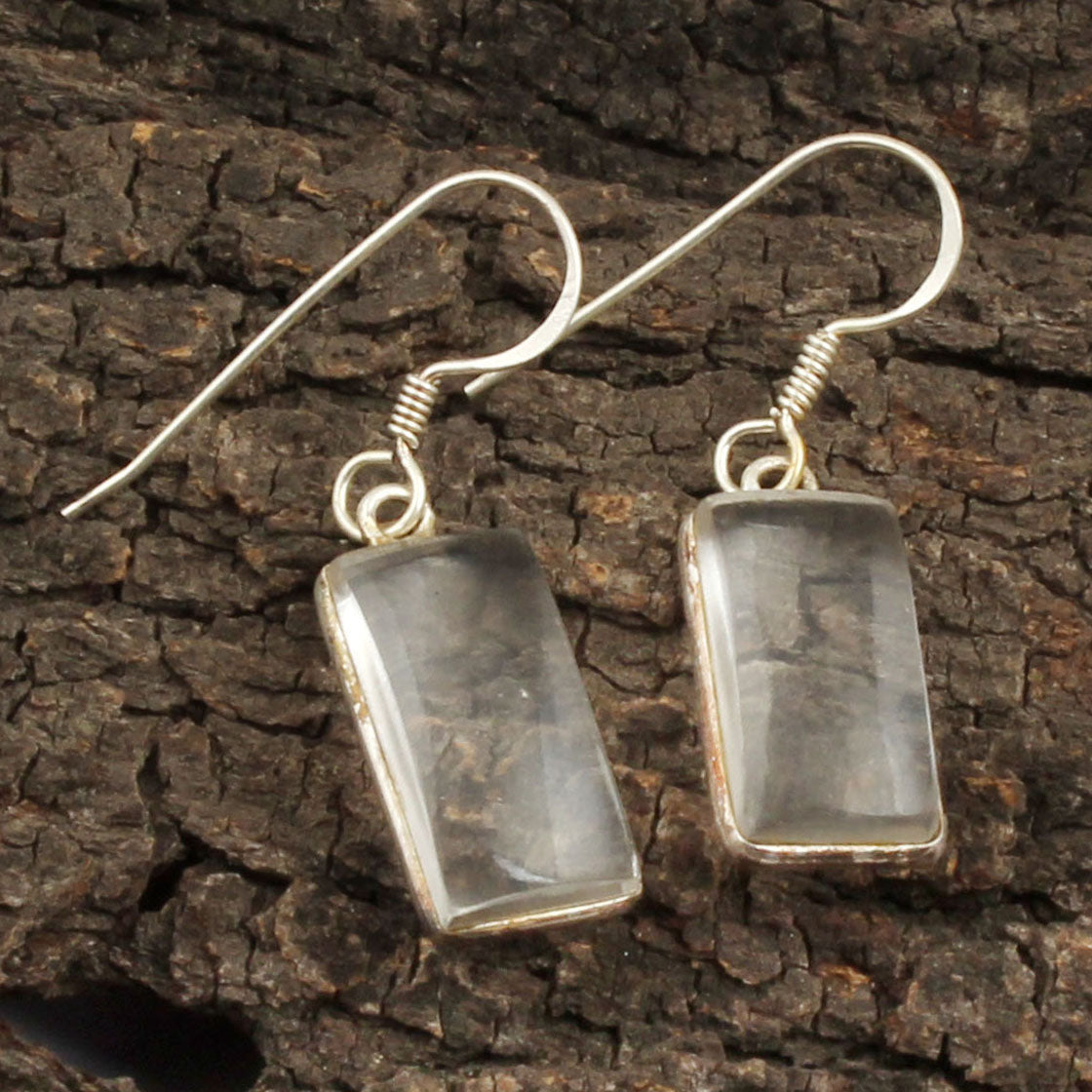 Crystal Quartz Earrings 925 Sterling Silver Earring Bezel Setting Earring