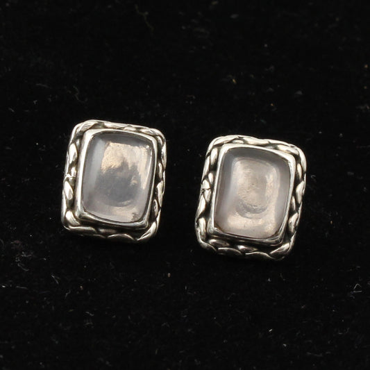 Crystal Quartz Stud Handmade 925 Sterling Silver Twisted Wire Earrings