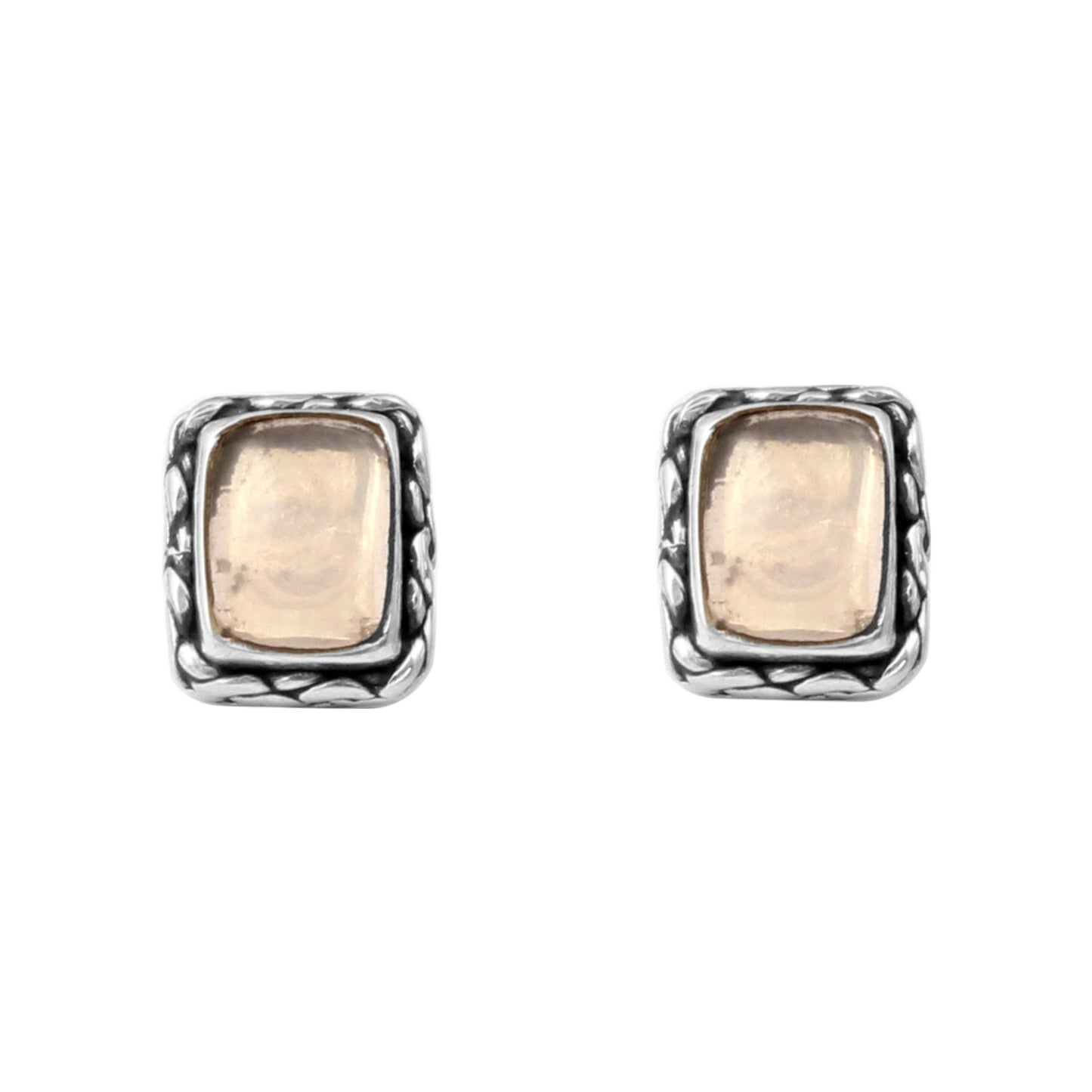 Crystal Quartz Stud Handmade 925 Sterling Silver Twisted Wire Earrings