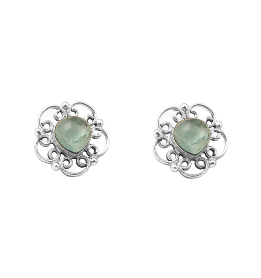 Natural Apatite Gemstone Stud Handmade 925 Sterling Silver Earrings