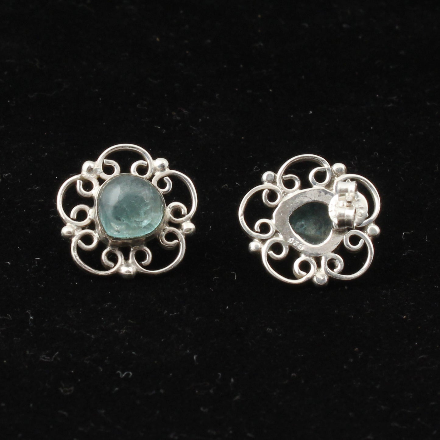 Natural Apatite Gemstone Stud Handmade 925 Sterling Silver Earrings