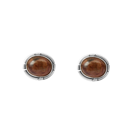 Natural Rhodonite Stud Earrings Handcrafted 925 Sterling Silver Jewelry