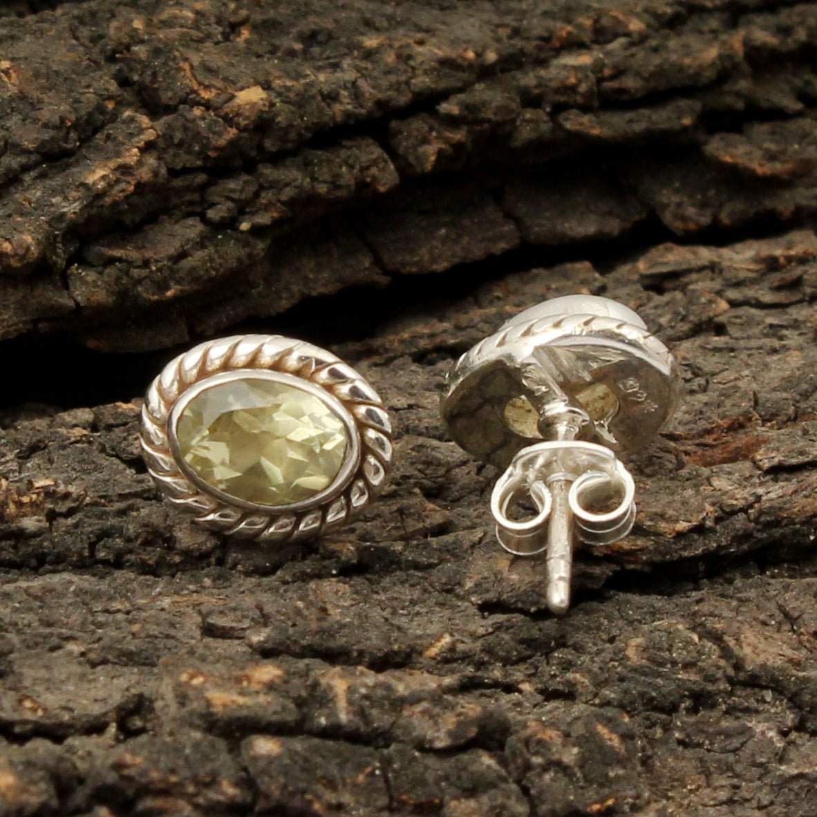 Lemon Topaz Stud 925 Sterling Silver Earrings Handmade Faceted Stone Earrings