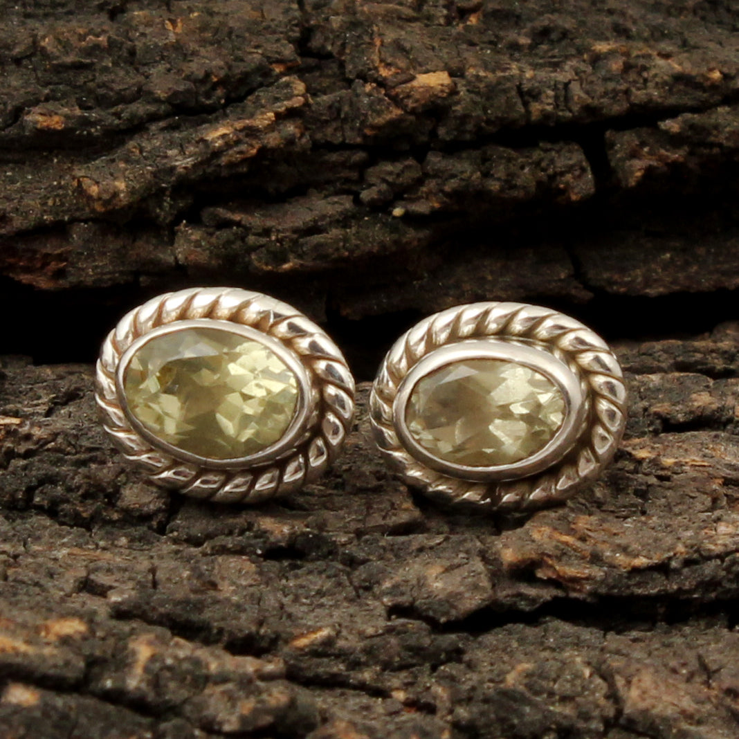 Lemon Topaz Stud 925 Sterling Silver Earrings Handmade Faceted Stone Earrings