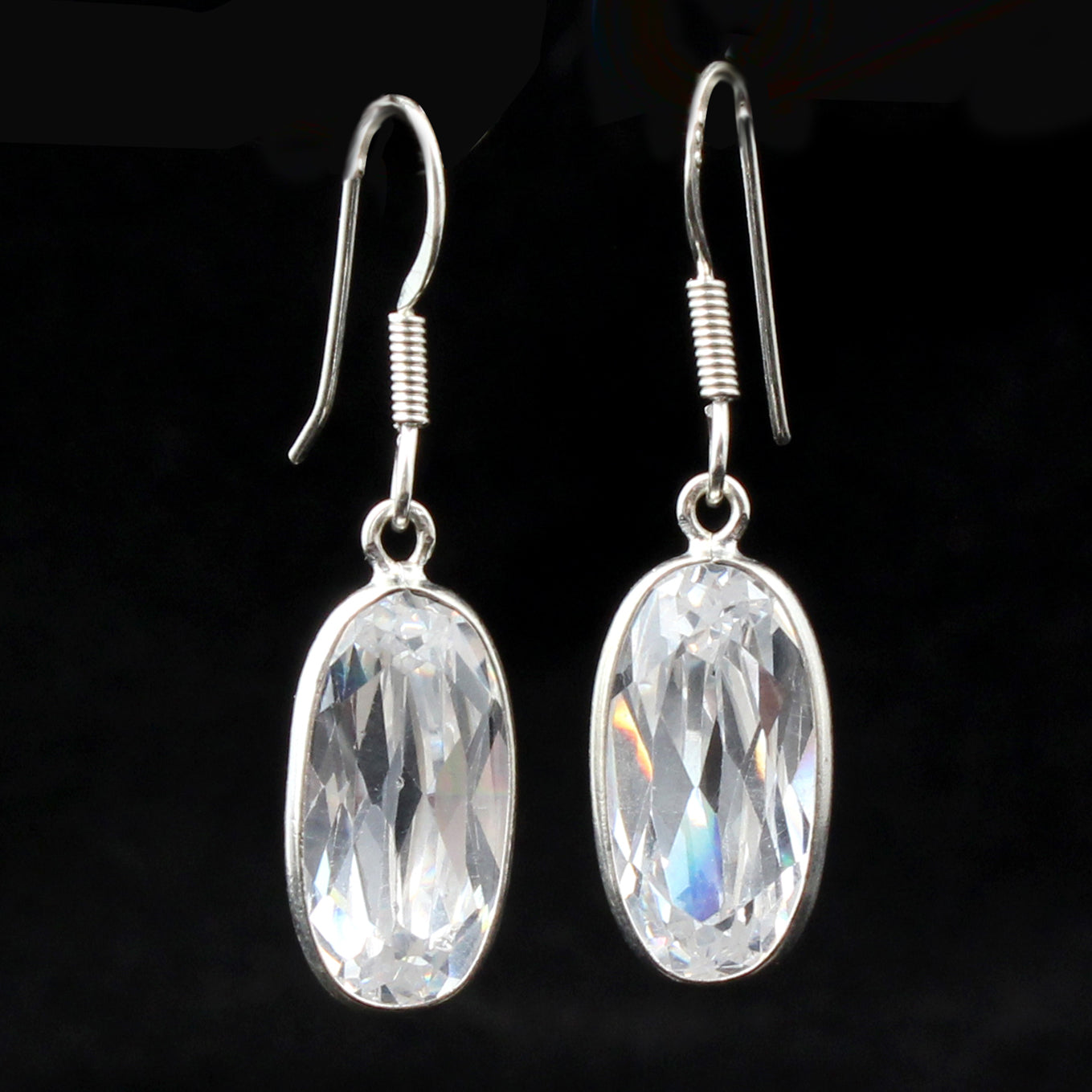 Dainty Cubic Zirconia Dangle Earrings 925 Sterling Silver Jewelry