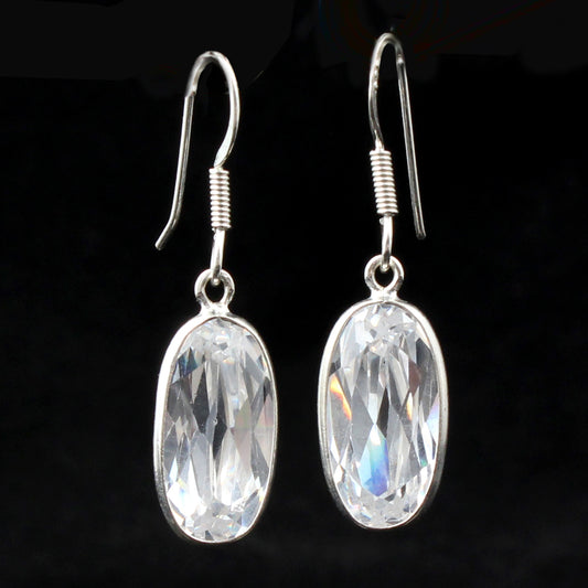 Dainty Cubic Zirconia Dangle Earrings 925 Sterling Silver Jewelry