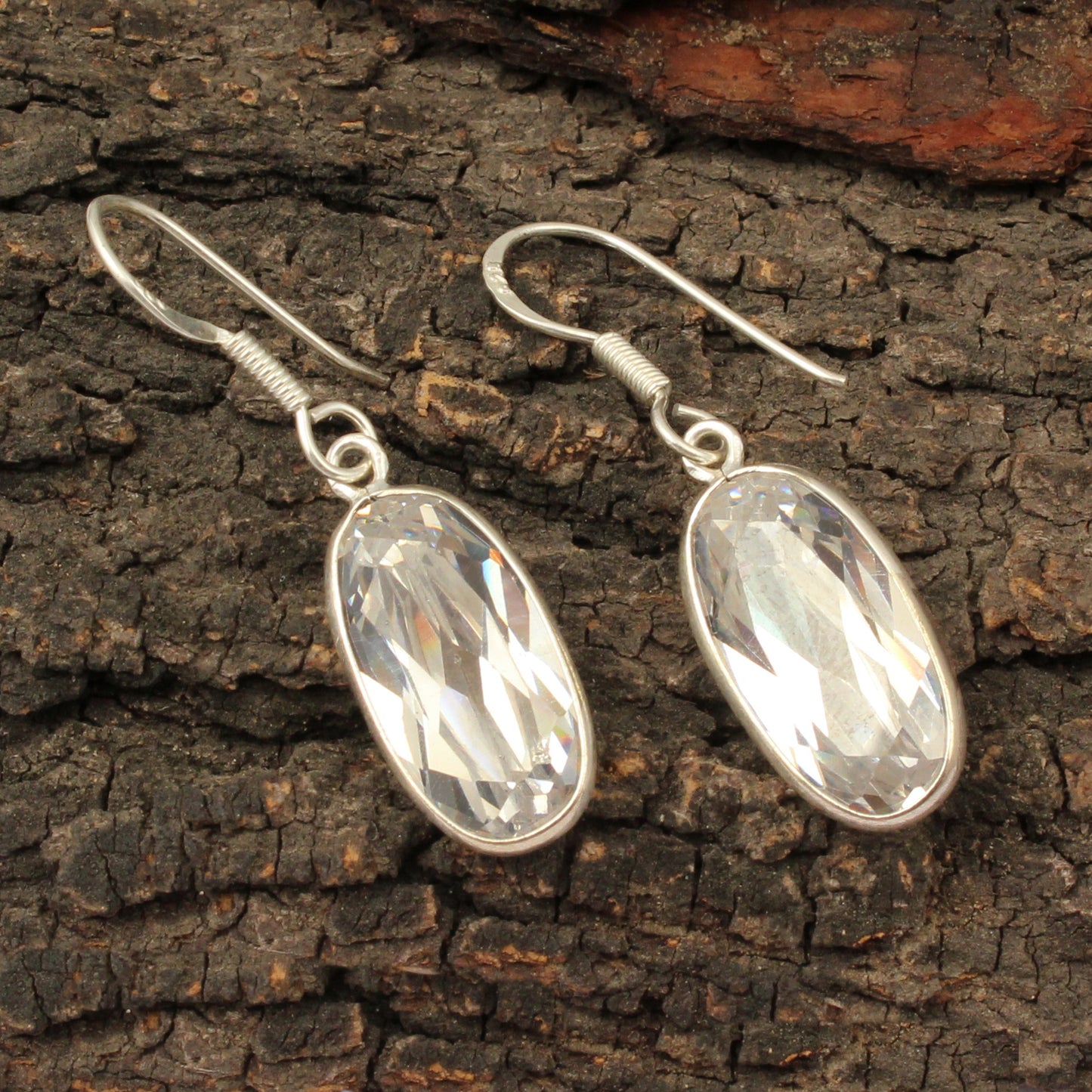 Dainty Cubic Zirconia Dangle Earrings 925 Sterling Silver Jewelry