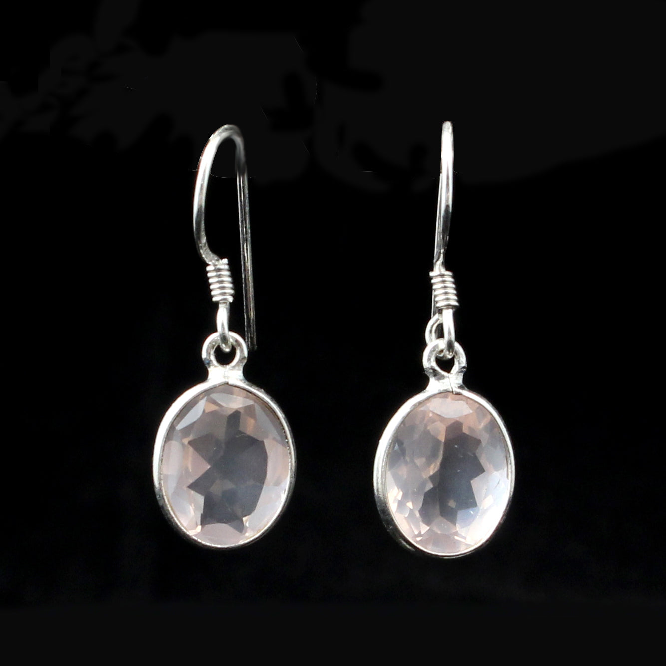 Rose Quartz Gemstone 925 Sterling Silver Earrings Handmade Bezel Set Jewelry