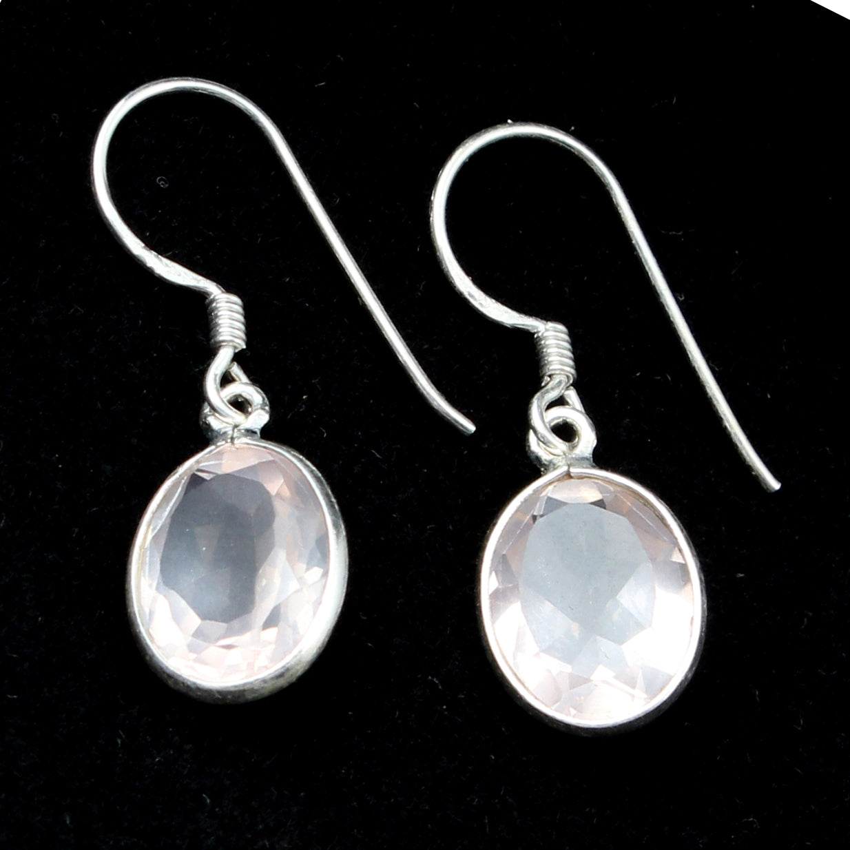 Rose Quartz Gemstone 925 Sterling Silver Earrings Handmade Bezel Set Jewelry