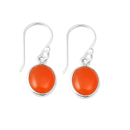 Natural Carnelian Earrings in 925 Sterling Silver Bezel Set Dangle Earrings Jewelry