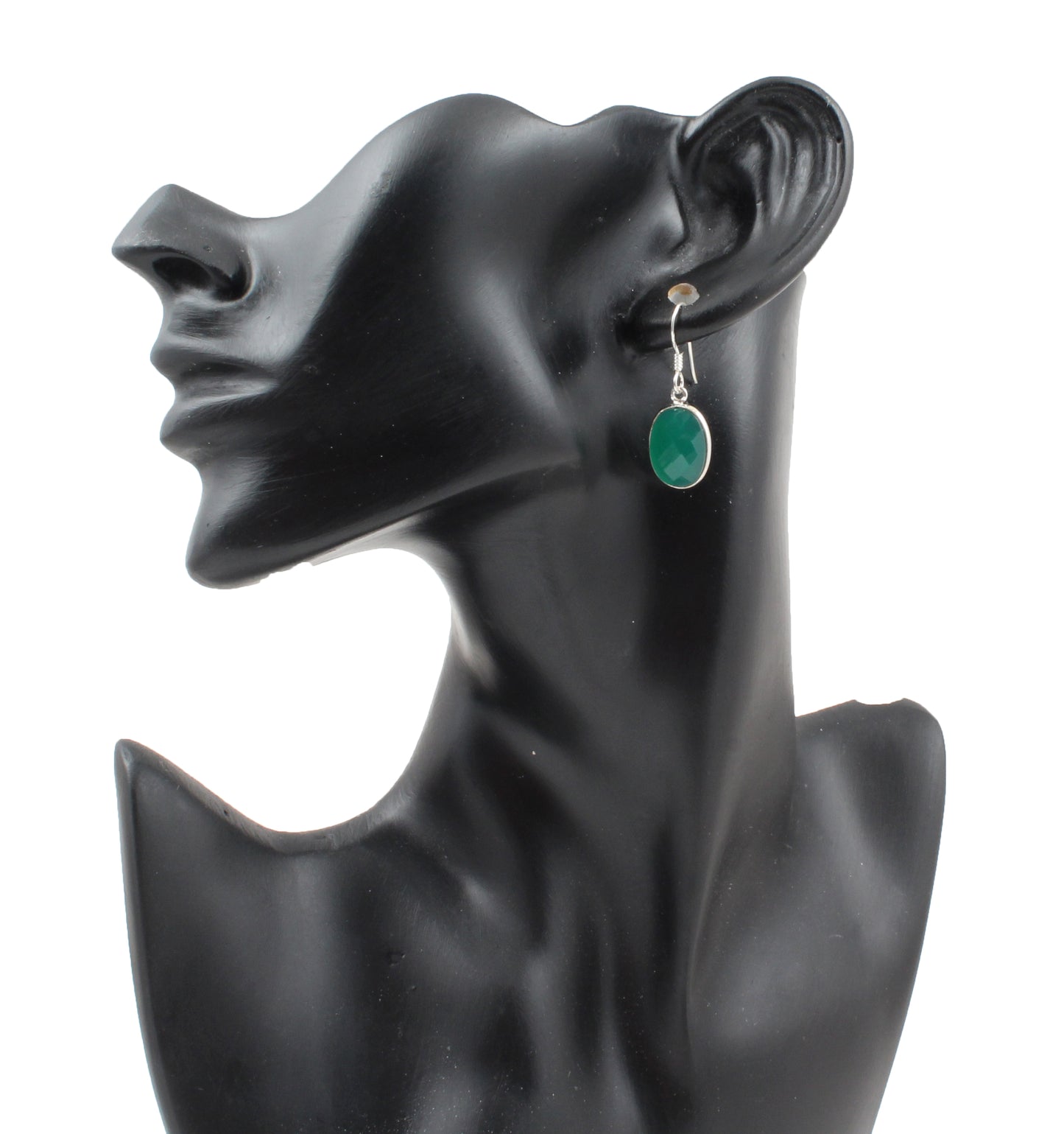 Green Onyx Earrings Oval Shape 925 Sterling Silver Dangle Jewelry