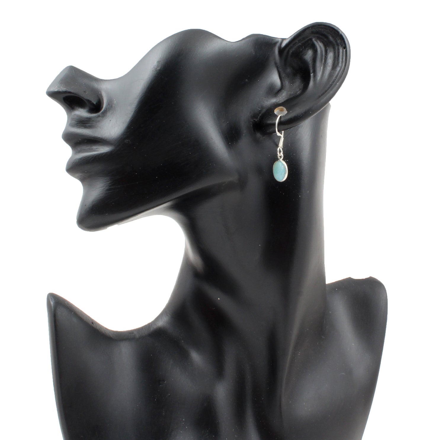 Natural Dominican Larimar Earrings 925 Sterling Silver Dangle Jewelry
