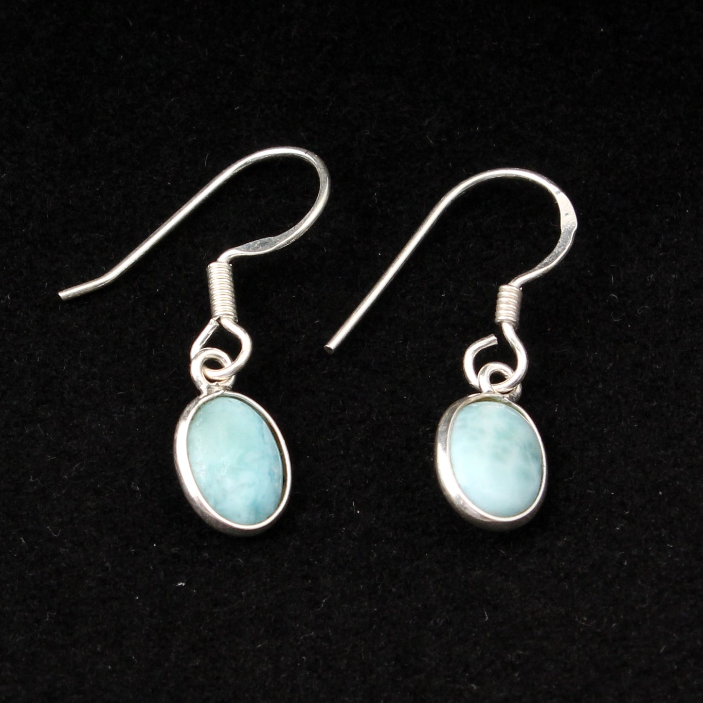 Natural Dominican Larimar Earrings 925 Sterling Silver Dangle Jewelry